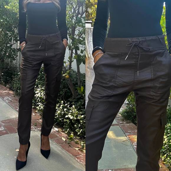 Pantalon Jogger En Cuir Vegan Bevy Flog – Marron – Taille 25 – Neuf Avec étiquettes